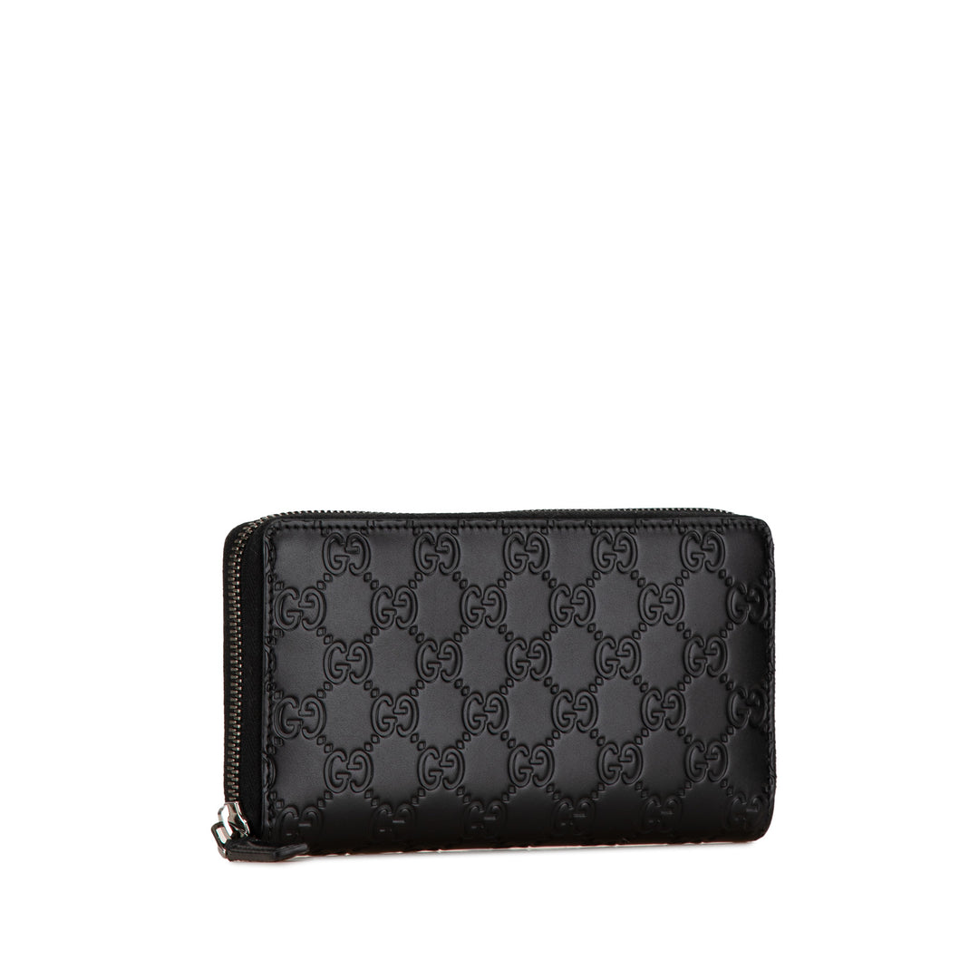 Guccissima Zip Around Leather Wallet Black - Gaby Paris