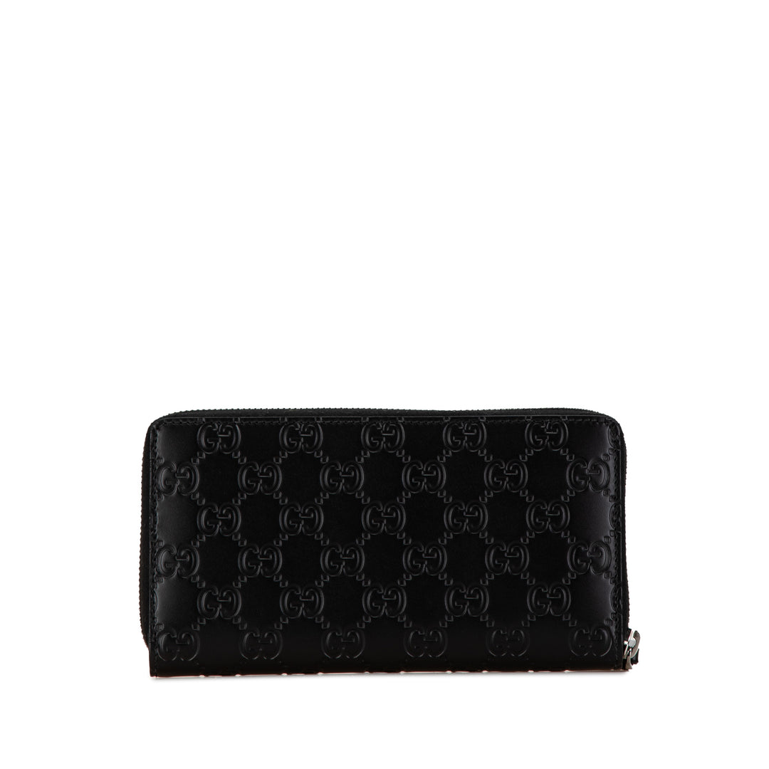 Guccissima Zip Around Leather Wallet Black - Gaby Paris