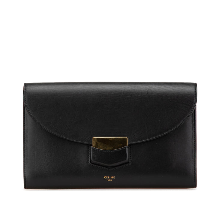 Smooth Calfskin Trotteur Clutch Black - Gaby Paris