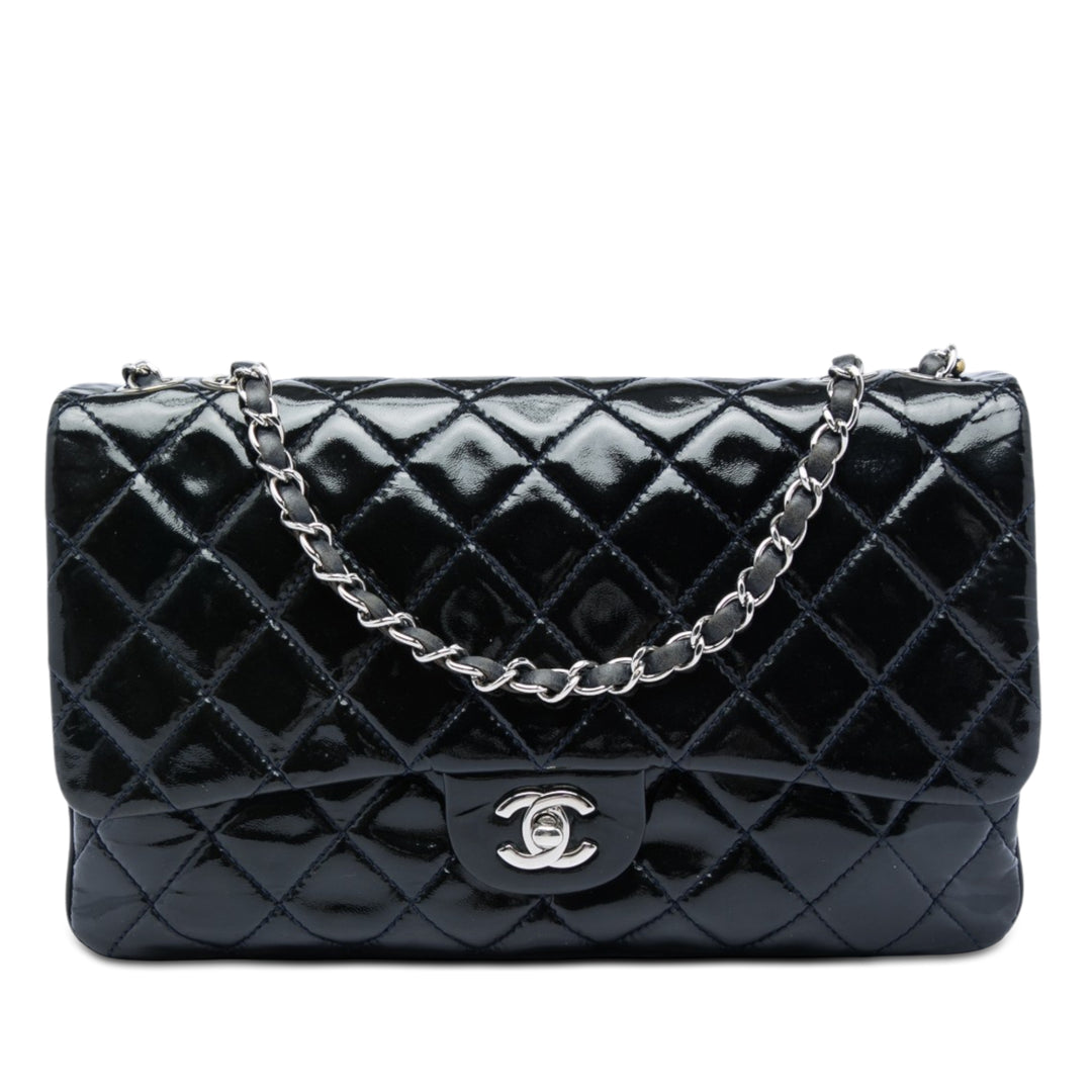 Chanel Jumbo Matelassé Cuir verni 3 Compartment à rabat