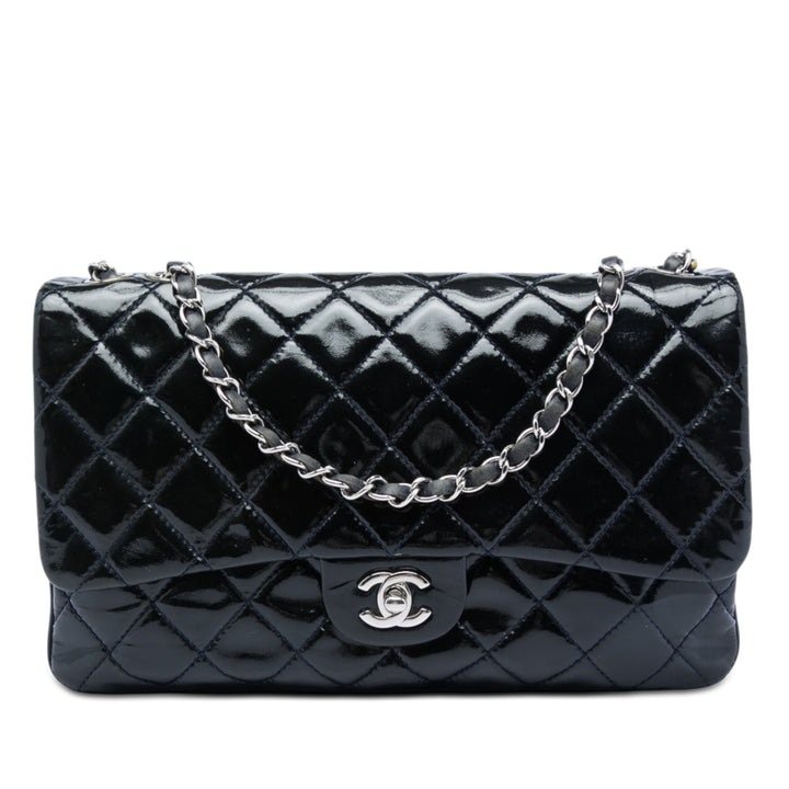 Chanel Jumbo Matelassé Cuir verni 3 Compartment à rabat