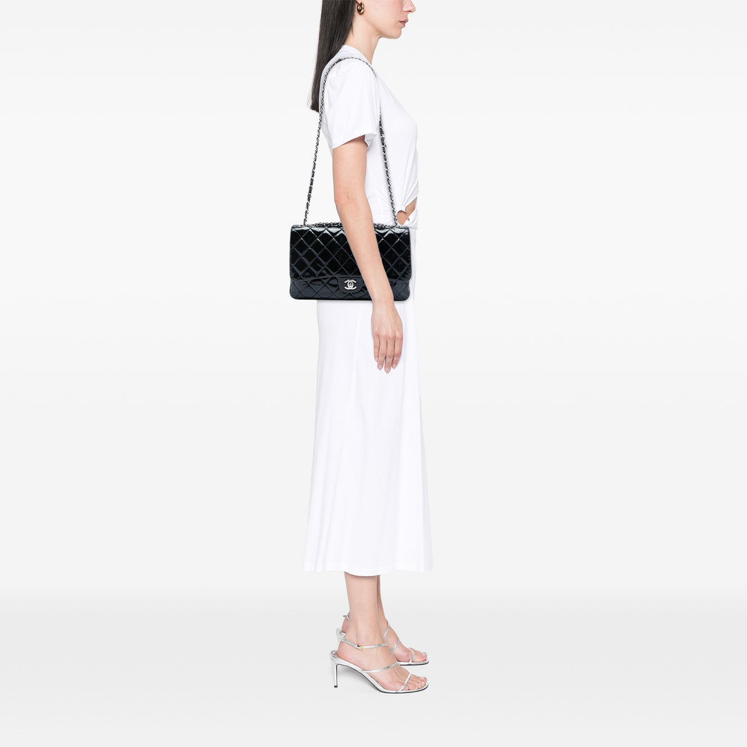 Chanel Jumbo Matelassé Cuir verni 3 Compartment à rabat