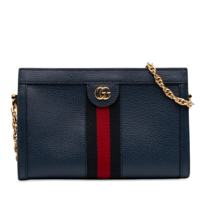 Web Ophidia Chaîne Sac Petit Cuir de veau Bleu