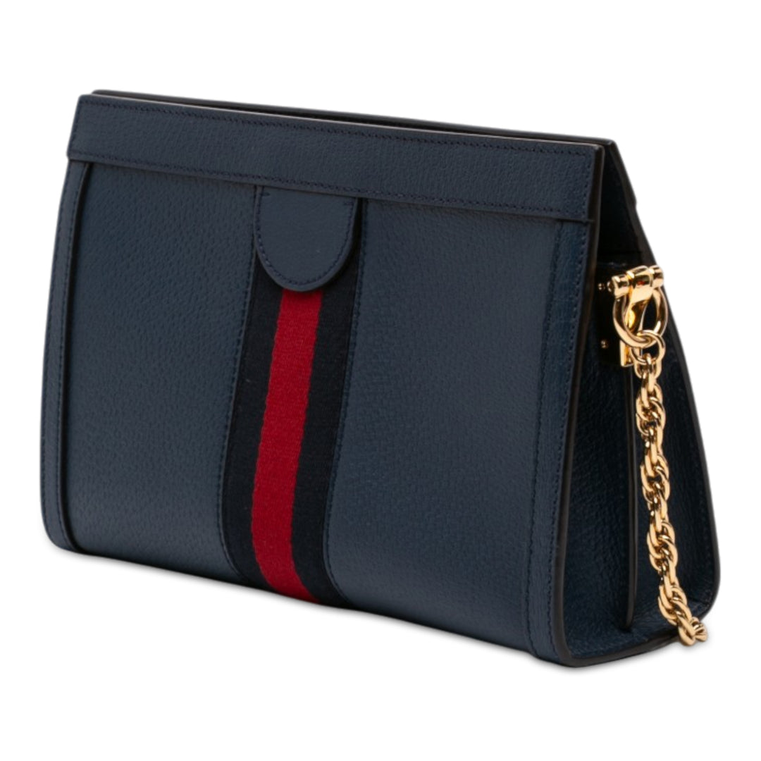 Web Ophidia Chaîne Sac Petit Cuir de veau Bleu