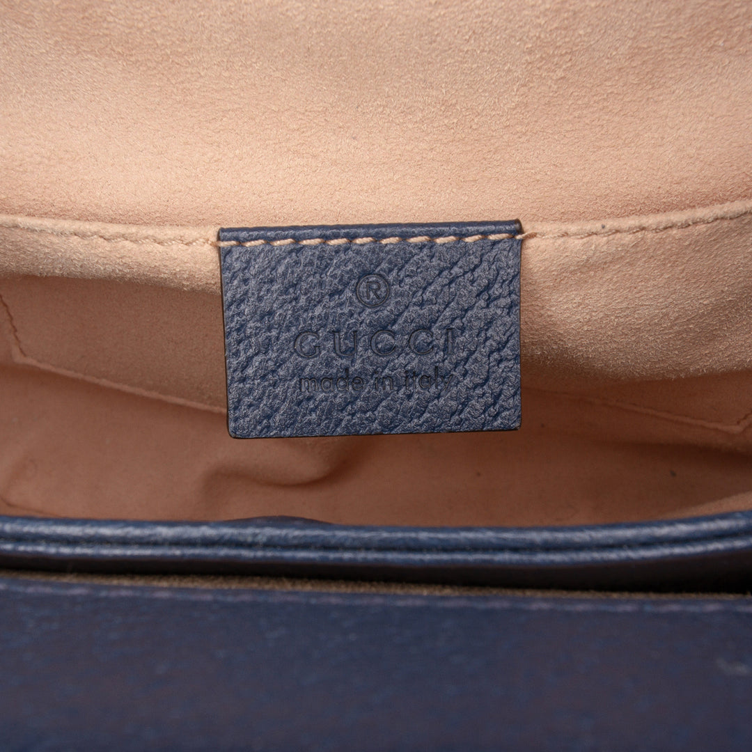 Web Ophidia Chaîne Sac Petit Cuir de veau Bleu