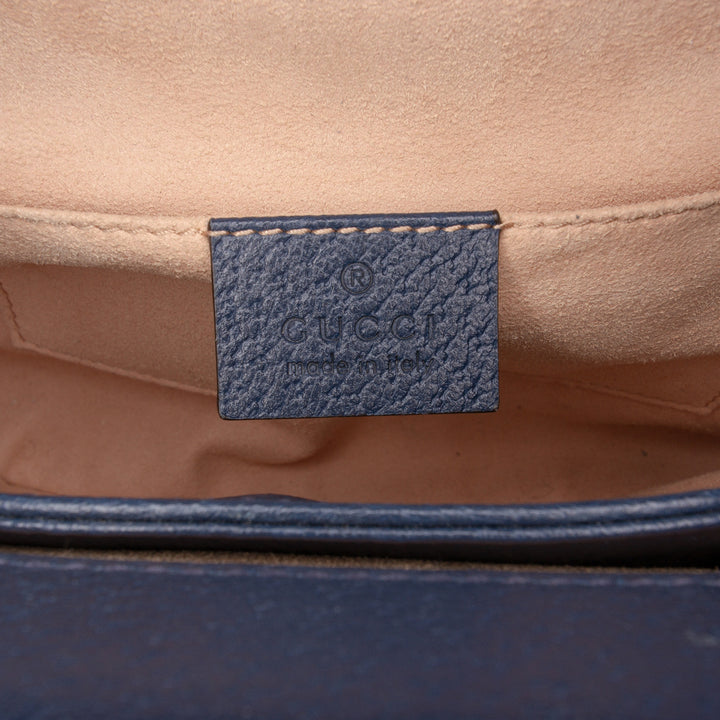 Web Ophidia Chaîne Sac Petit Cuir de veau Bleu