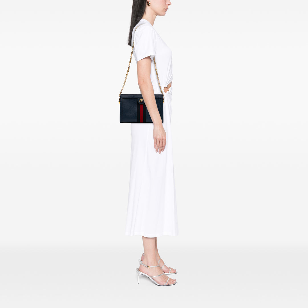 Web Ophidia Chaîne Sac Petit Cuir de veau Bleu