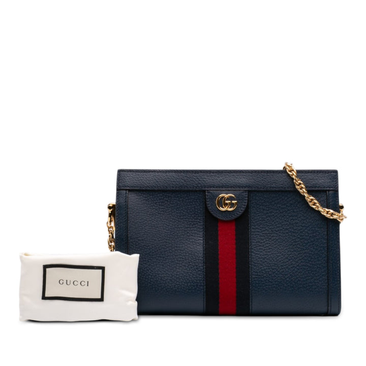 Web Ophidia Chaîne Sac Petit Cuir de veau Bleu