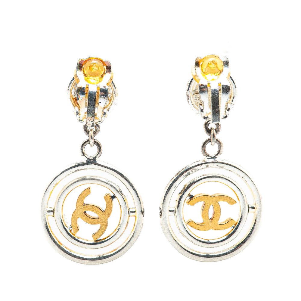 Silver Clover CC Drop Clip on Earrings Silver - Gaby Paris