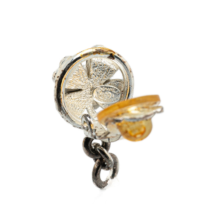 Silver Clover CC Drop Clip on Earrings Silver - Gaby Paris