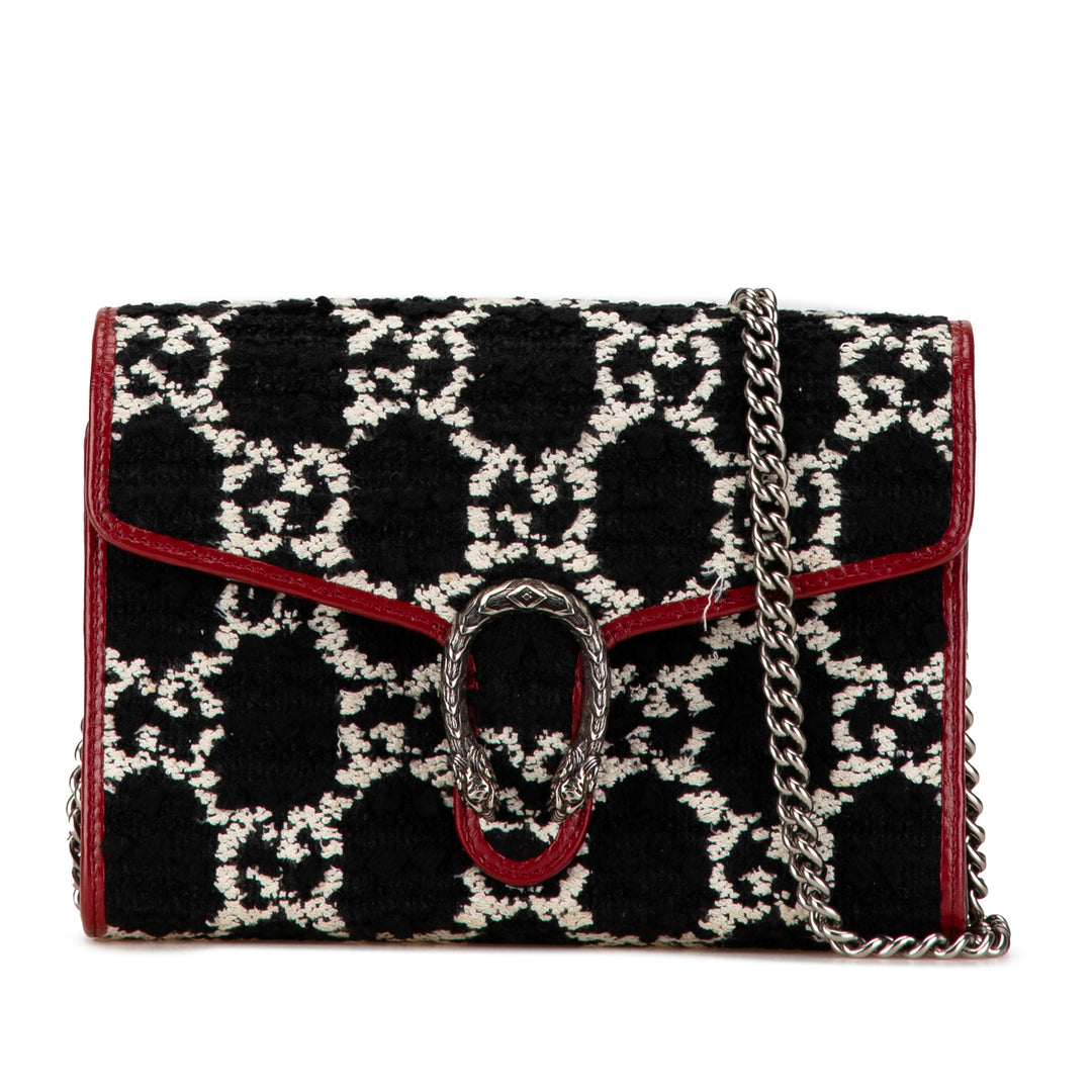 Gucci GG Tweed Dionysus Wallet on Chain Black - GABY PARIS