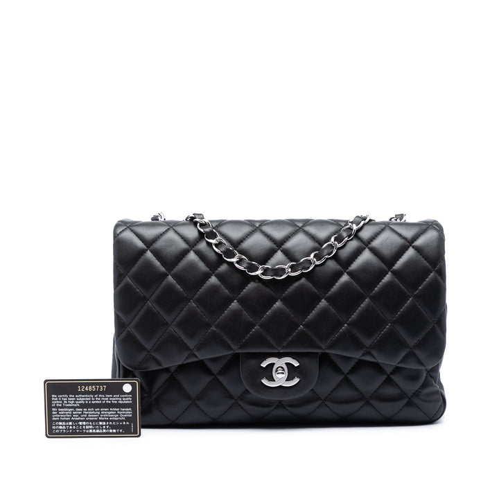Chanel Classic Rabat simple Jumbo Cuir d'agneau Noir – vue 8 – GABY PARIS