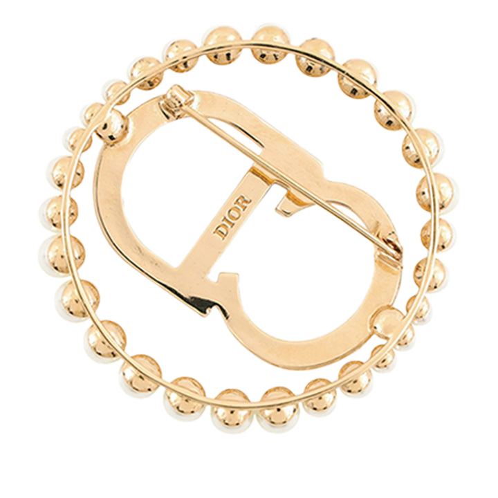 Dior plaqué Perles fantaisie Strass Clair D Lune Broche Doré
