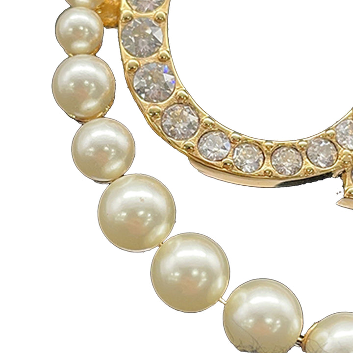 Dior plaqué Perles fantaisie Strass Clair D Lune Broche Doré