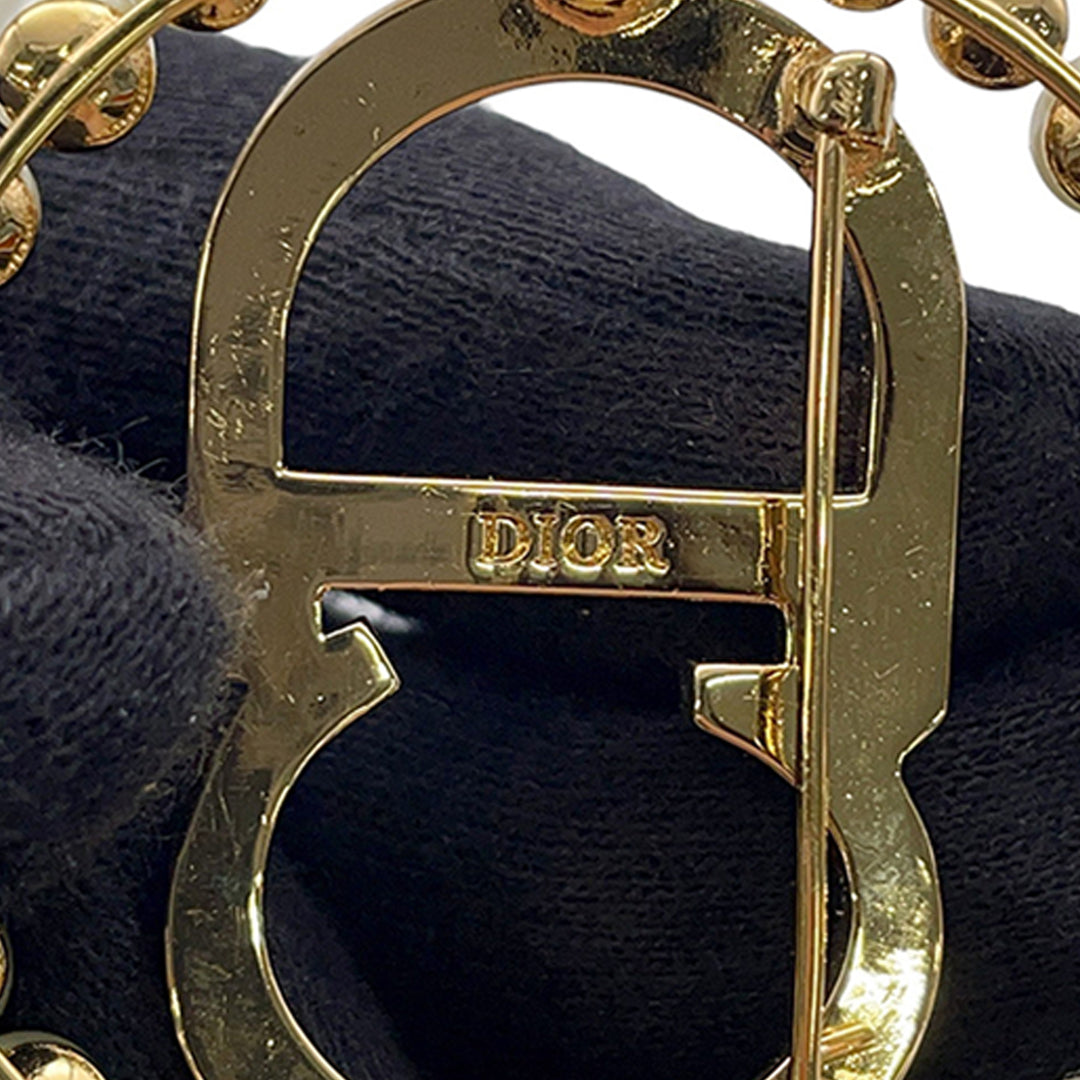 Dior plaqué Perles fantaisie Strass Clair D Lune Broche Doré