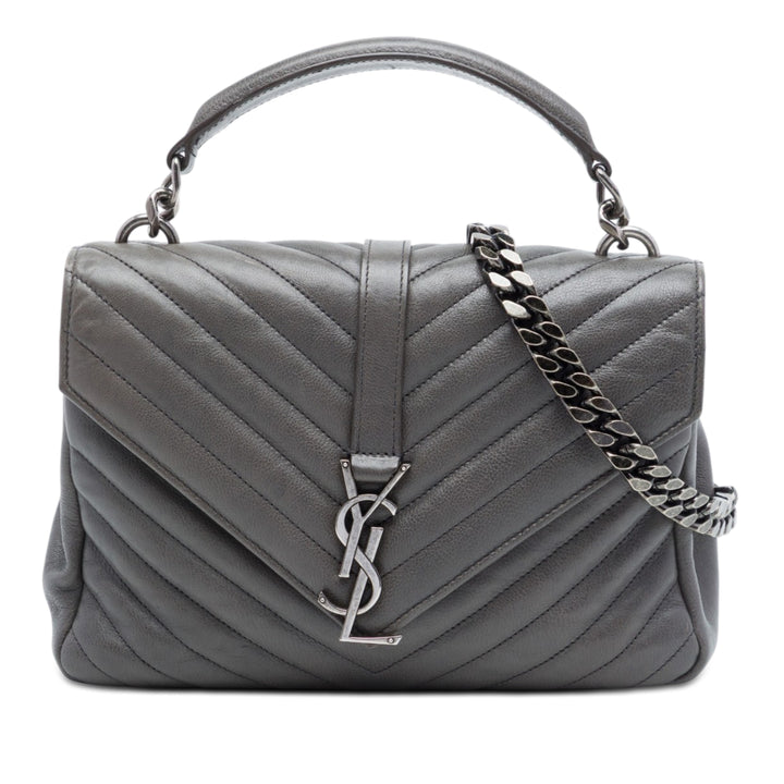 Saint Laurent Chevron College Sac Moyen de mouton Gris – vue principale – GABY PARIS