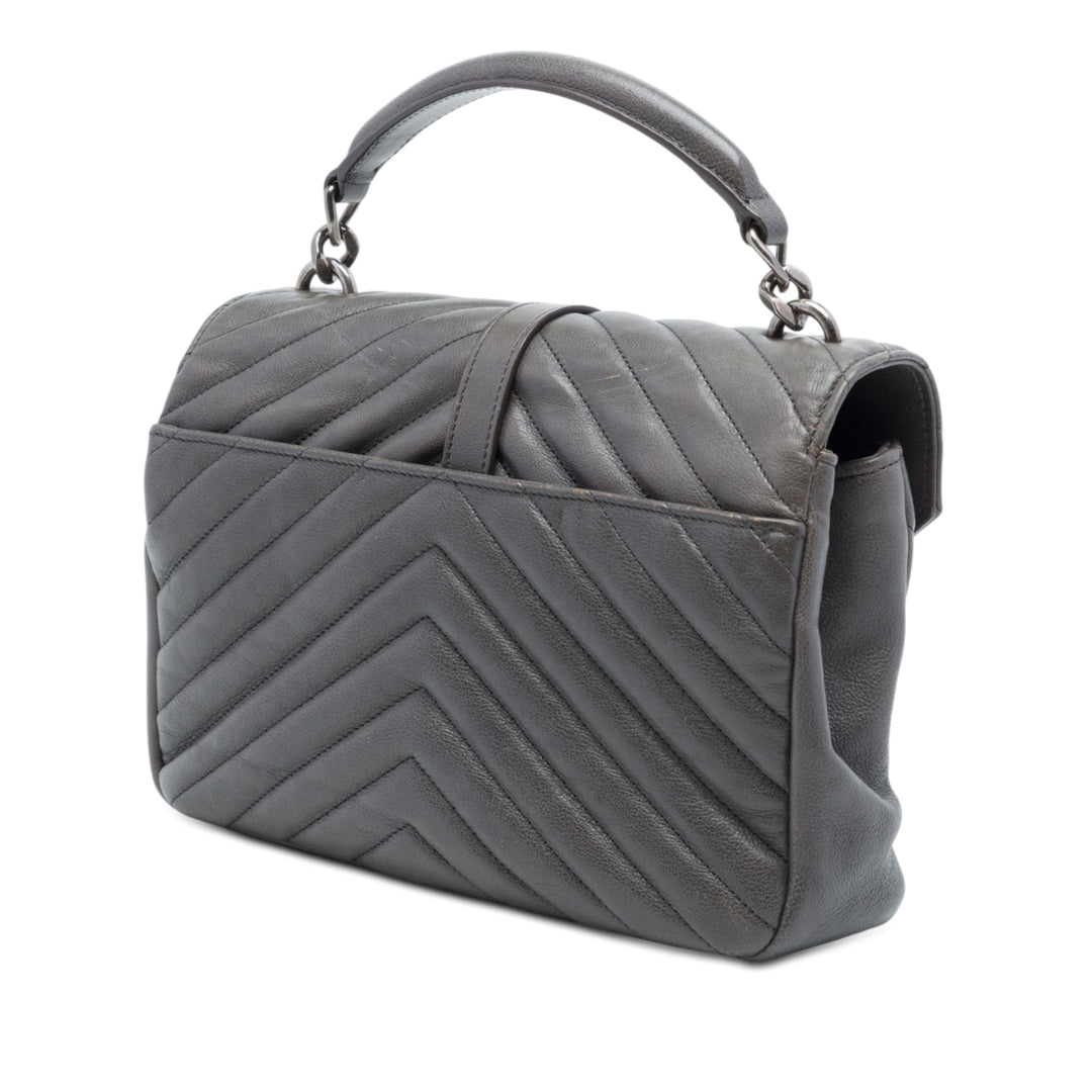 Saint Laurent Chevron College Sac Moyen de mouton Gris – vue 2 – GABY PARIS