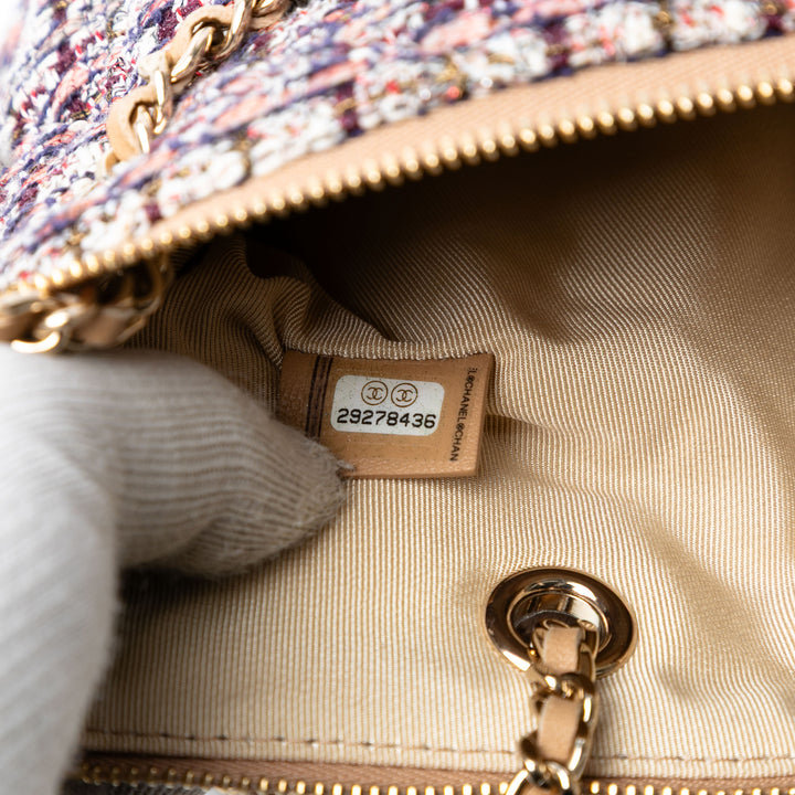 Chanel Matelassé Cuir d’agneau et Tweed Double Étui avec chaîne