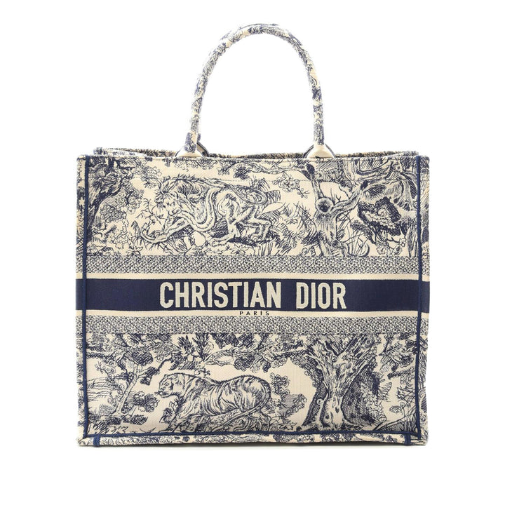 Large Canvas Embroidered Dioriviera Toile De Jouy Book Tote Blue - Gaby Paris