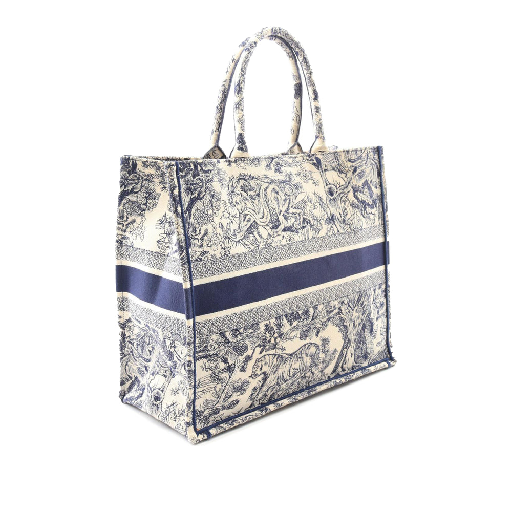 Large Canvas Embroidered Dioriviera Toile De Jouy Book Tote Blue - Gaby Paris