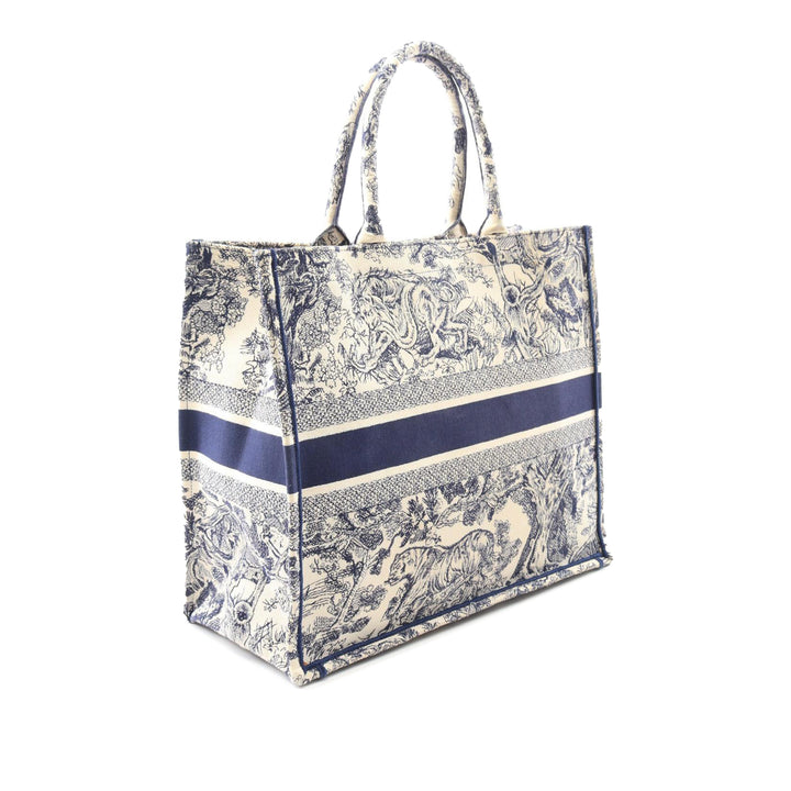 Large Canvas Embroidered Dioriviera Toile De Jouy Book Tote Blue - Gaby Paris