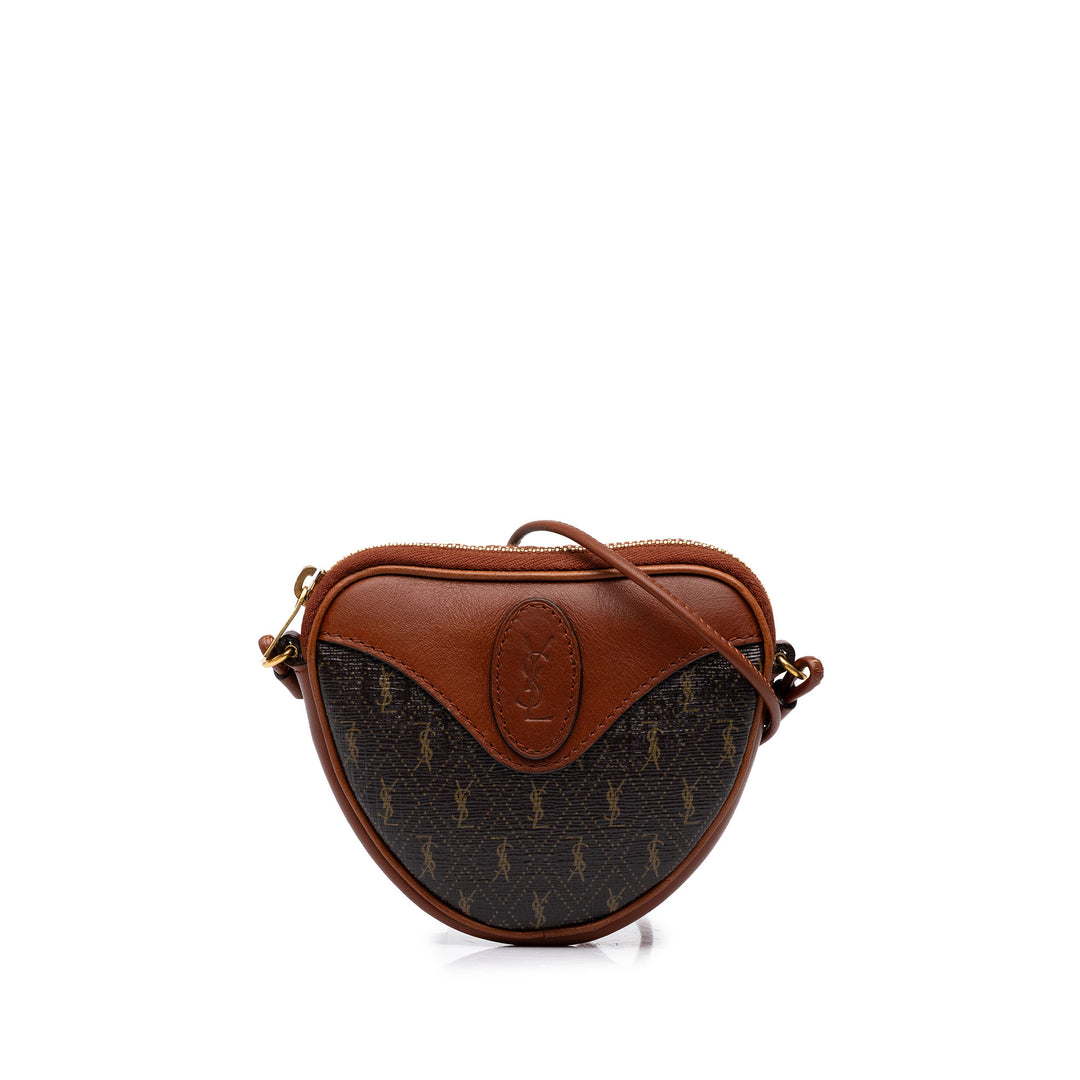 Saint Laurent Sac bandoulière Le Monogramme et Coeur Micro Toile enduite Marron – vue principale – GABY PARIS