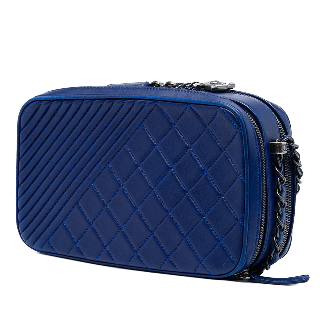 Matelassé Coco Boy Sac caméra Grand Cuir d'agneau Bleu