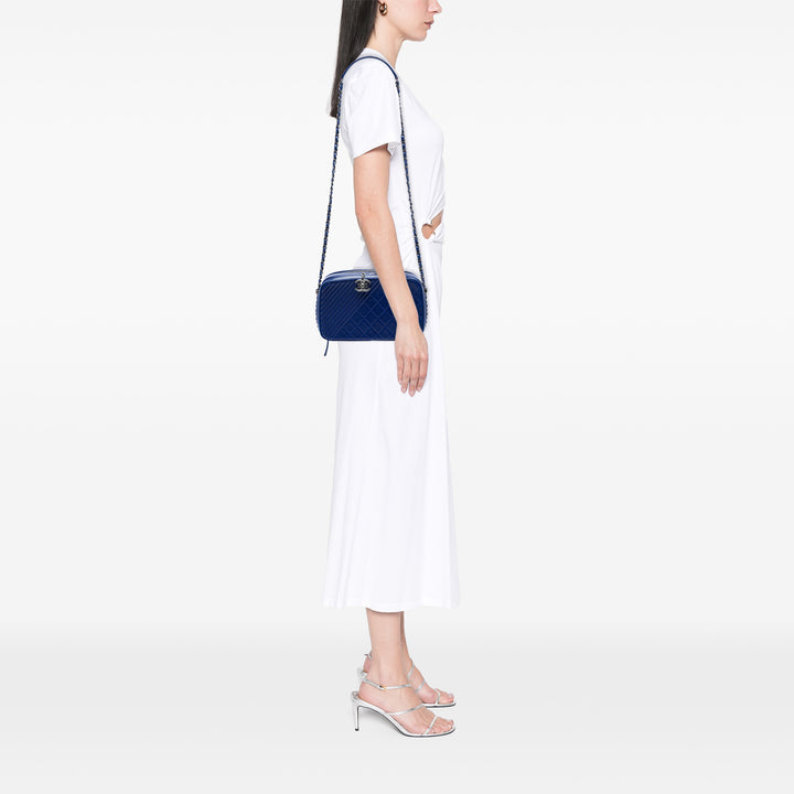 Matelassé Coco Boy Sac caméra Grand Cuir d'agneau Bleu