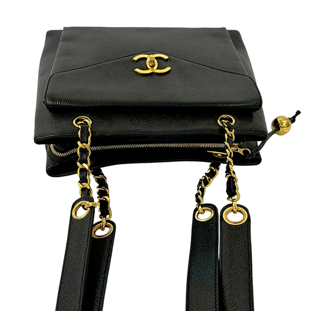 Chanel CC Caviar Front Pocket Cabas chaîne
