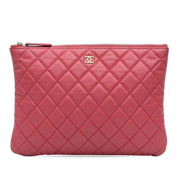 Medium Quilted Caviar O Case Clutch Pink - Gaby Paris