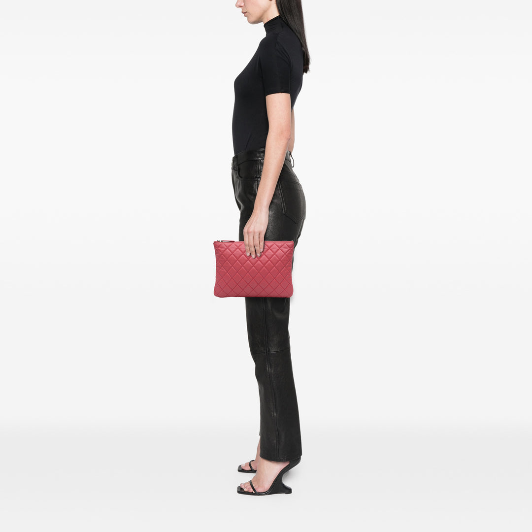 Medium Quilted Caviar O Case Clutch Pink - Gaby Paris