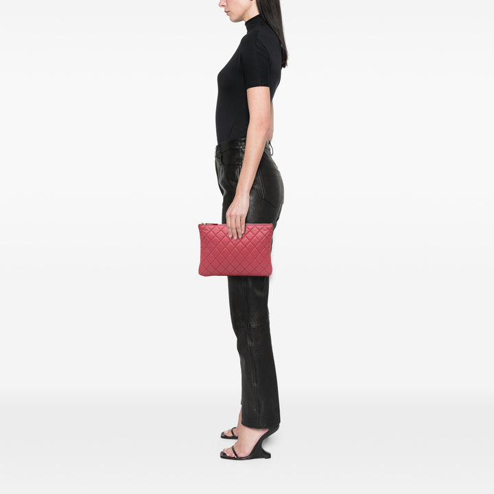 Medium Quilted Caviar O Case Clutch Pink - Gaby Paris