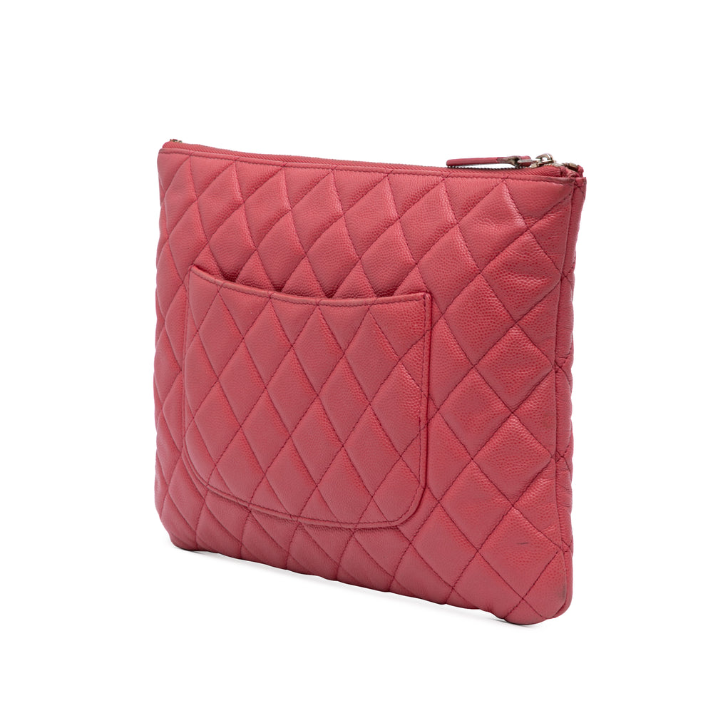 Medium Quilted Caviar O Case Clutch Pink - Gaby Paris
