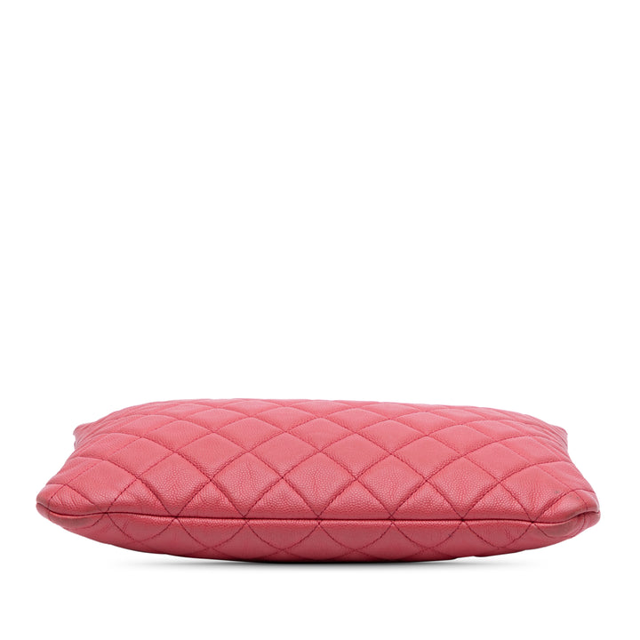Medium Quilted Caviar O Case Clutch Pink - Gaby Paris