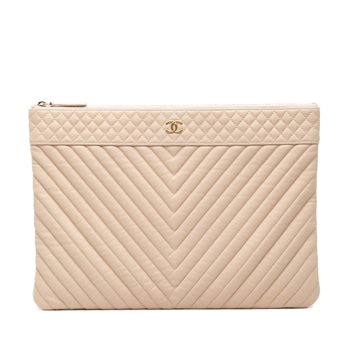 Chanel Large Chevron Caviar O Étui Pochette