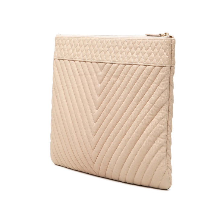 Chanel Large Chevron Caviar O Étui Pochette