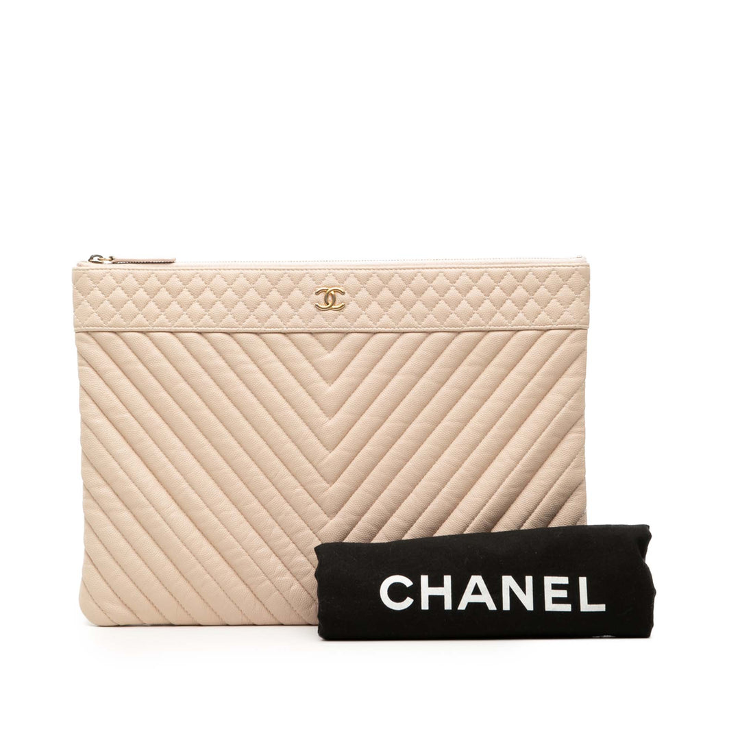 Chanel Large Chevron Caviar O Étui Pochette
