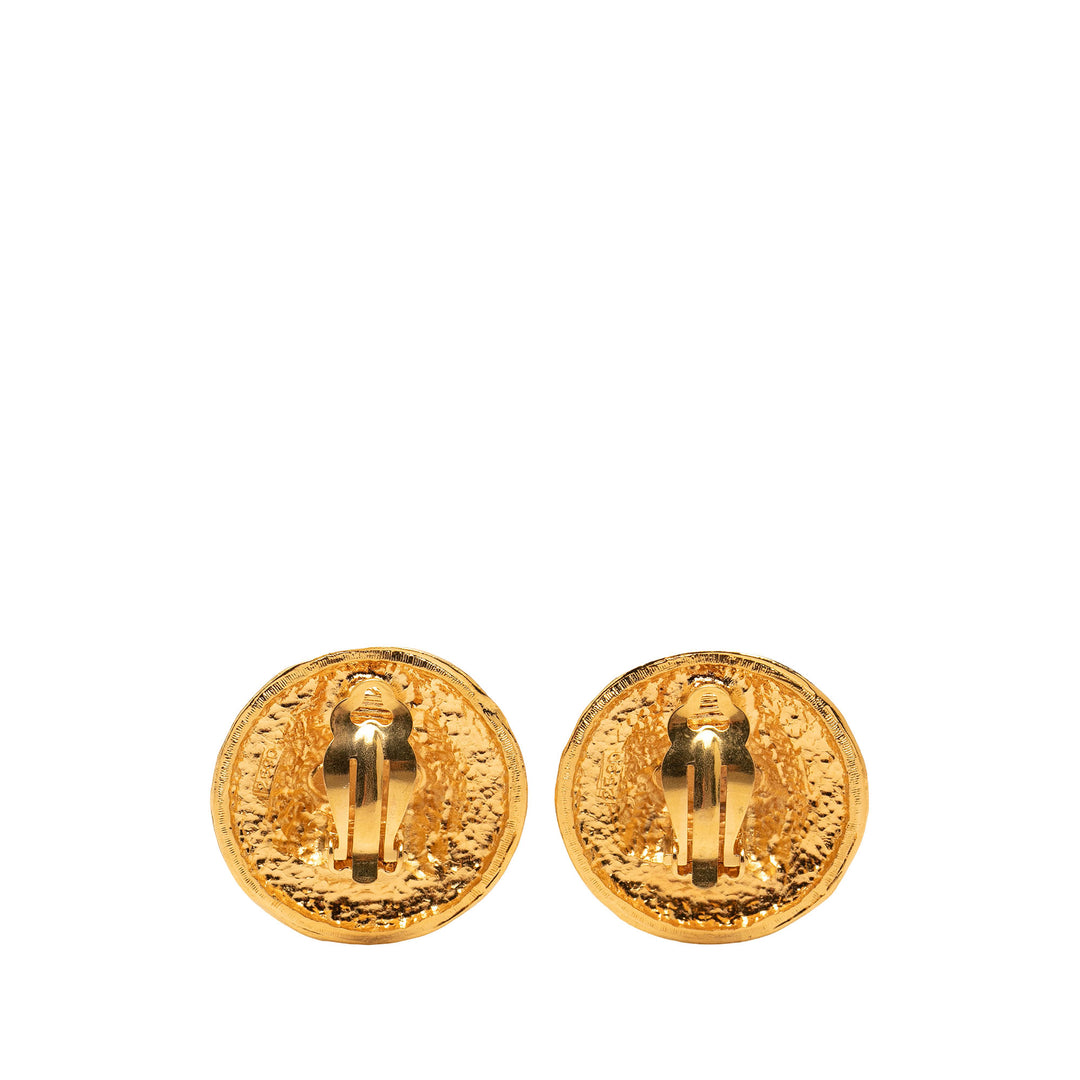 CC plaqué Crest À clip Boucles d'oreilles Doré