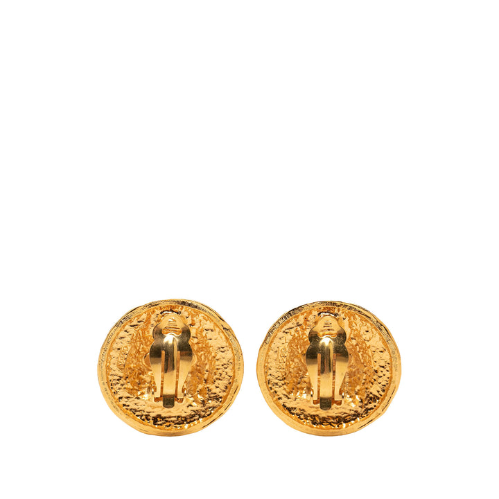 CC plaqué Crest À clip Boucles d'oreilles Doré