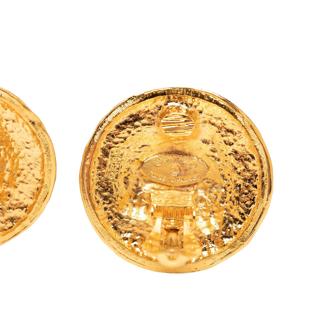 CC plaqué Crest À clip Boucles d'oreilles Doré