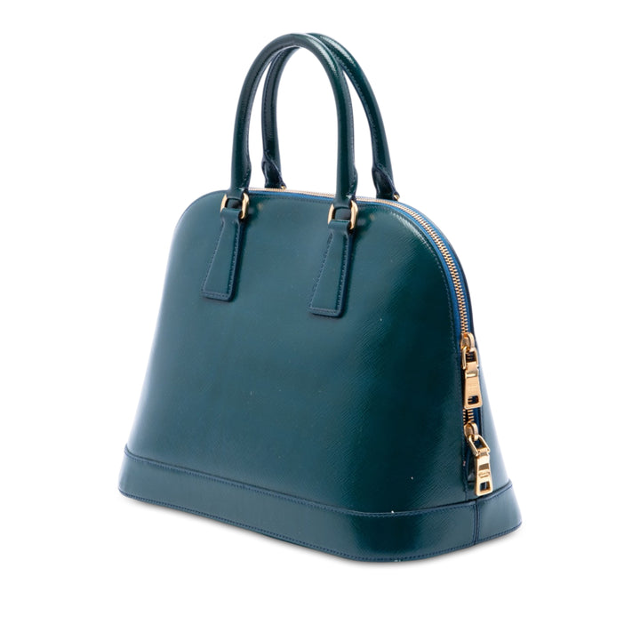 Prada Sac à main Vernice Promenade Saffiano Moyen Bleu – vue 2 – GABY PARIS
