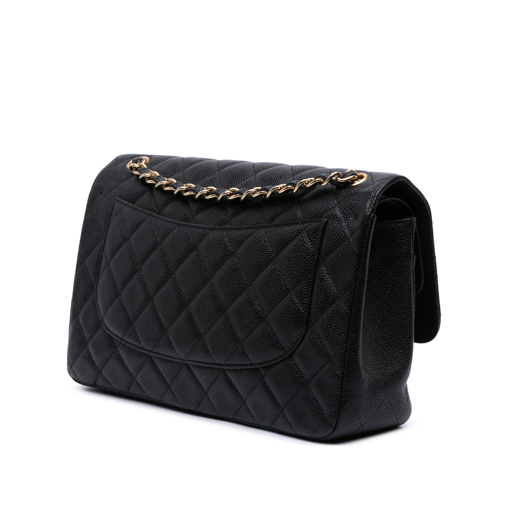 Jumbo Classic Caviar Double Flap Black - Gaby Paris