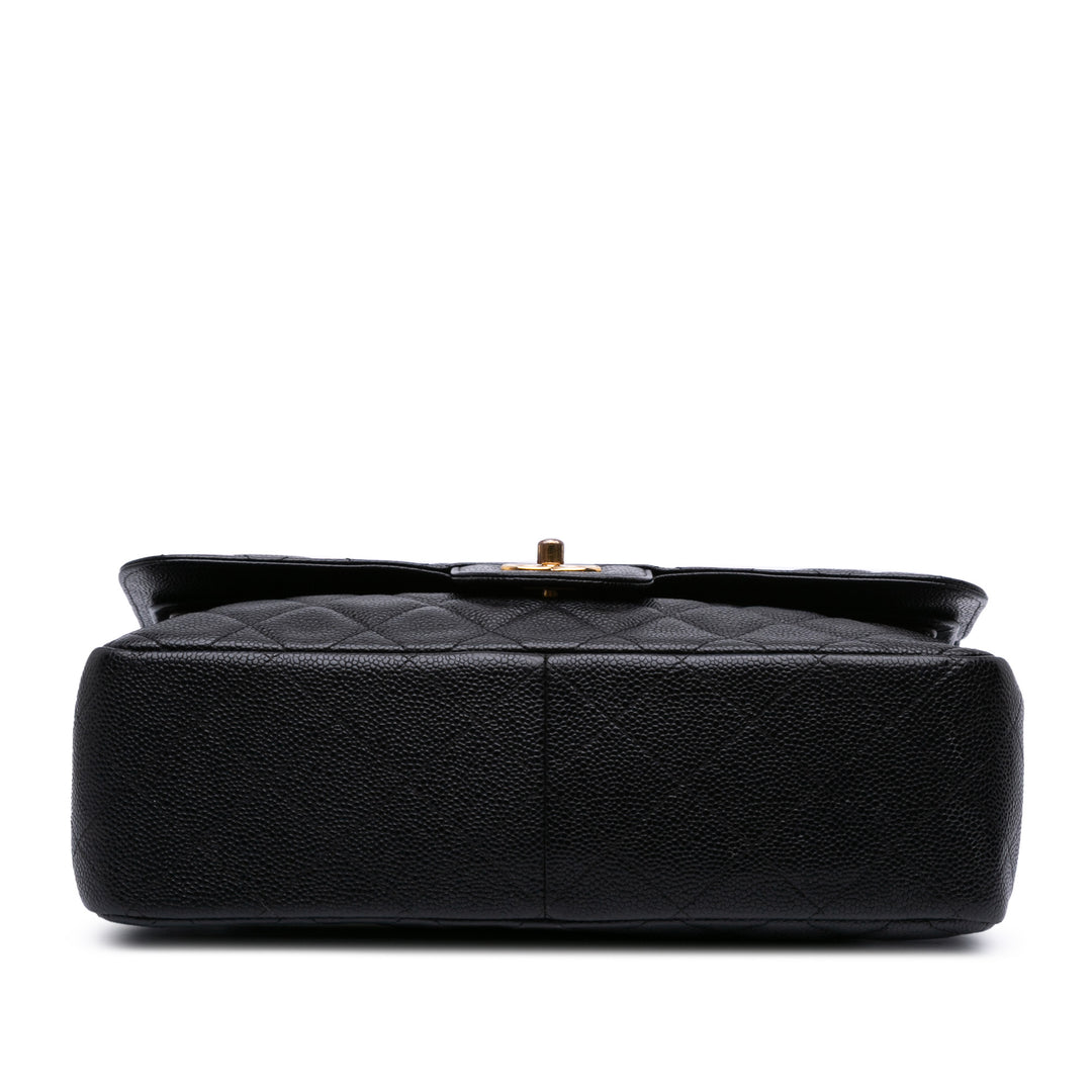 Jumbo Classic Caviar Double Flap Black - Gaby Paris