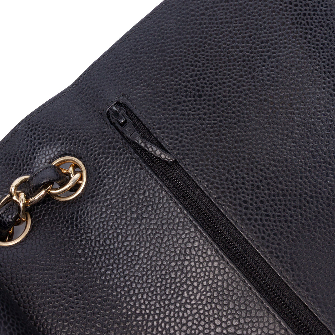 Jumbo Classic Caviar Double Flap Black - Gaby Paris