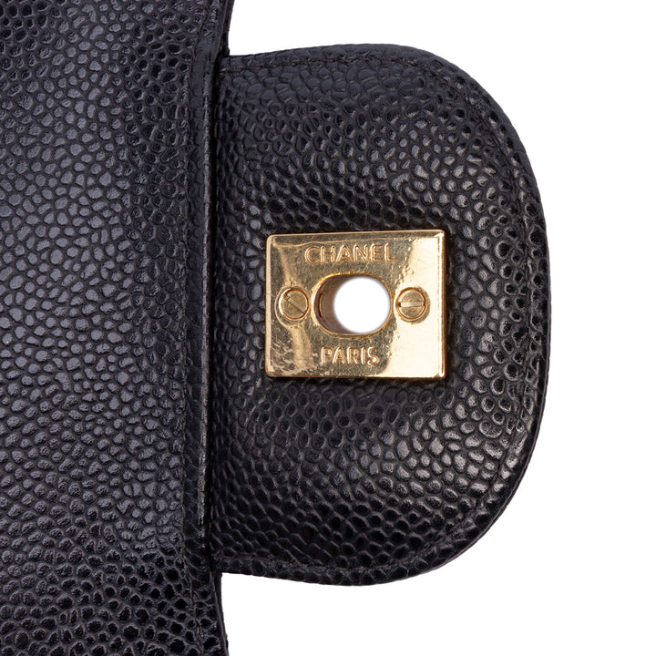 Jumbo Classic Caviar Double Flap Black - Gaby Paris