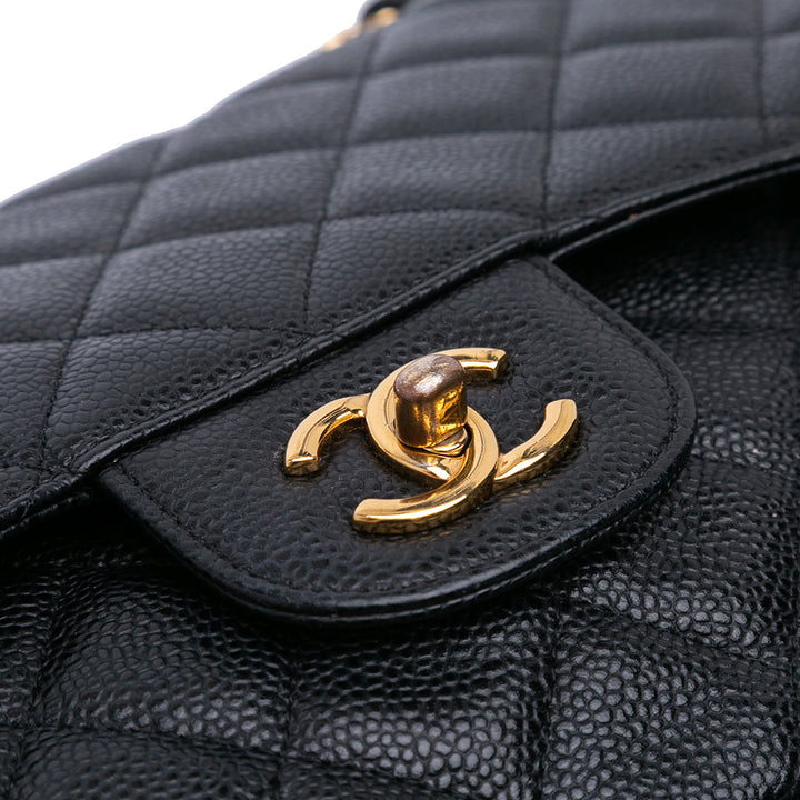 Jumbo Classic Caviar Double Flap Black - Gaby Paris