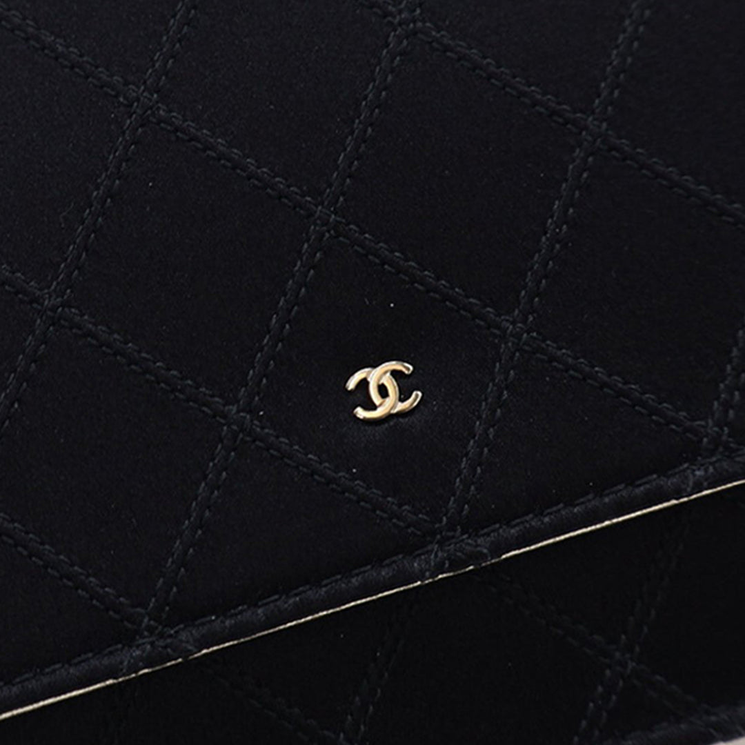 Chanel Bicolor Satin Diamond Stitch Wallet on Chain