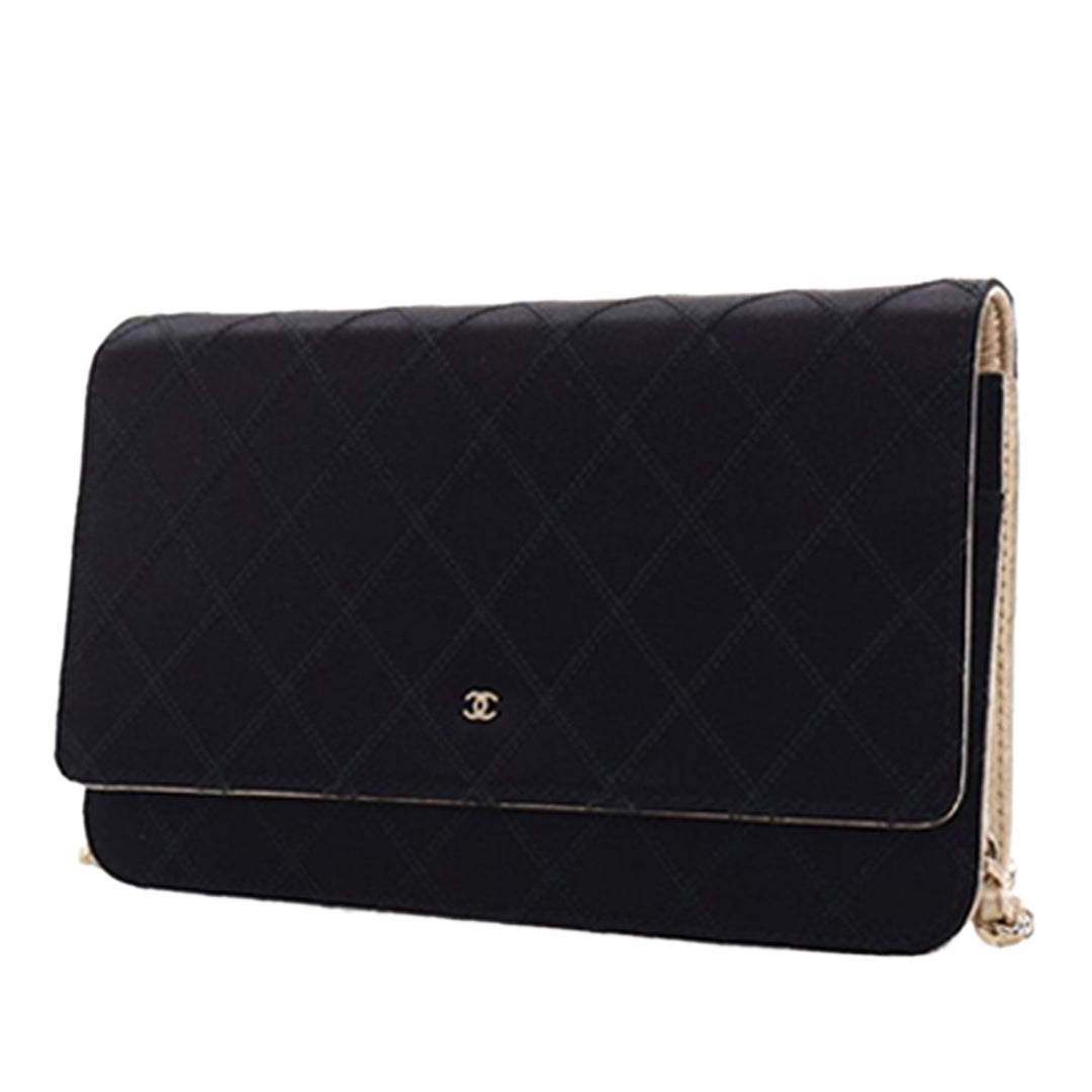 Chanel Bicolor Satin Diamond Stitch Wallet on Chain