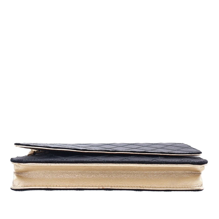 Chanel Bicolor Satin Diamond Stitch Wallet on Chain