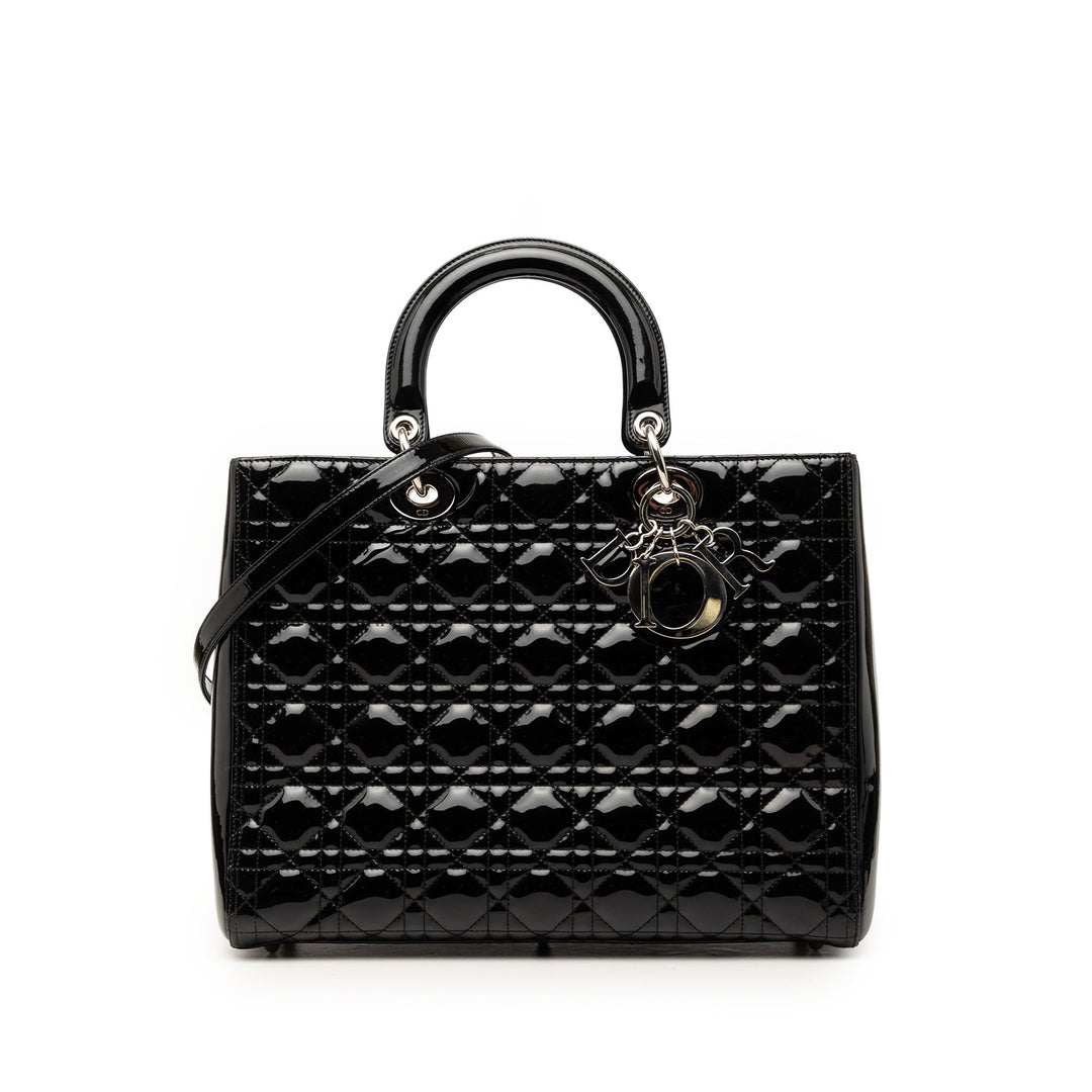 Dior Large Cuir verni Cannage Lady Dior